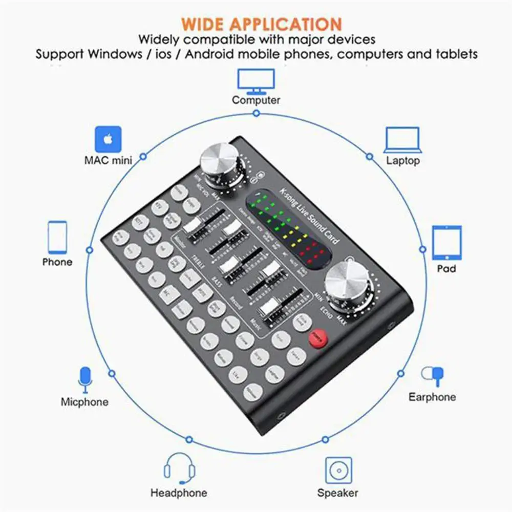 F007 Phone Voice Music Professional Audio USB Headset Microphone Entertainment Webcast Live Sound Card Singing K-song