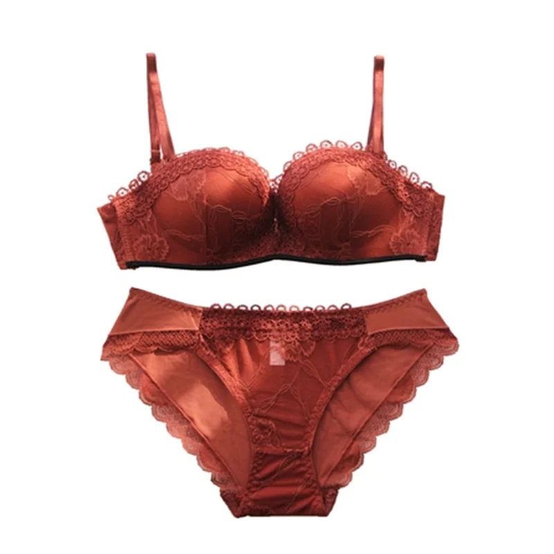 

Thickened New Half Cup Closed Small Chest Underwear, Ring-less Lace Seamless Bra Suit, Girl Bra