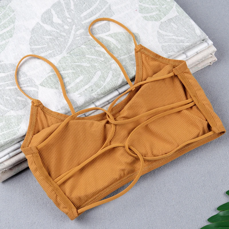 WANAYOU Cross Back Sports Bra Women, Sexy Beauty Back Fitness Yoga Bra, Breathable Thin Shoulder Strap Running Sports Bra