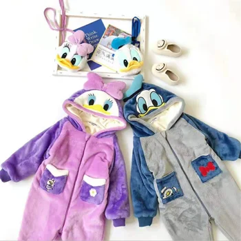 

Kids Pajamas Winter Hooded Minnie Kids Sleepwear Flannel Kigurumi One-Piece Children Boys Girls Nightwear Pijamas Onesie 1-7Year