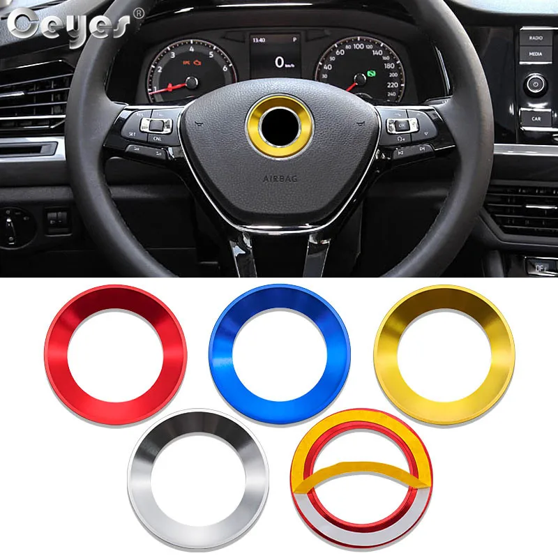 Ceyes Car Interior Styling Steering Wheel Ring For Volkswagen Golf 6 7 VW Polo CC Tiguan Passat Aluminium Alloy Sticker Cover