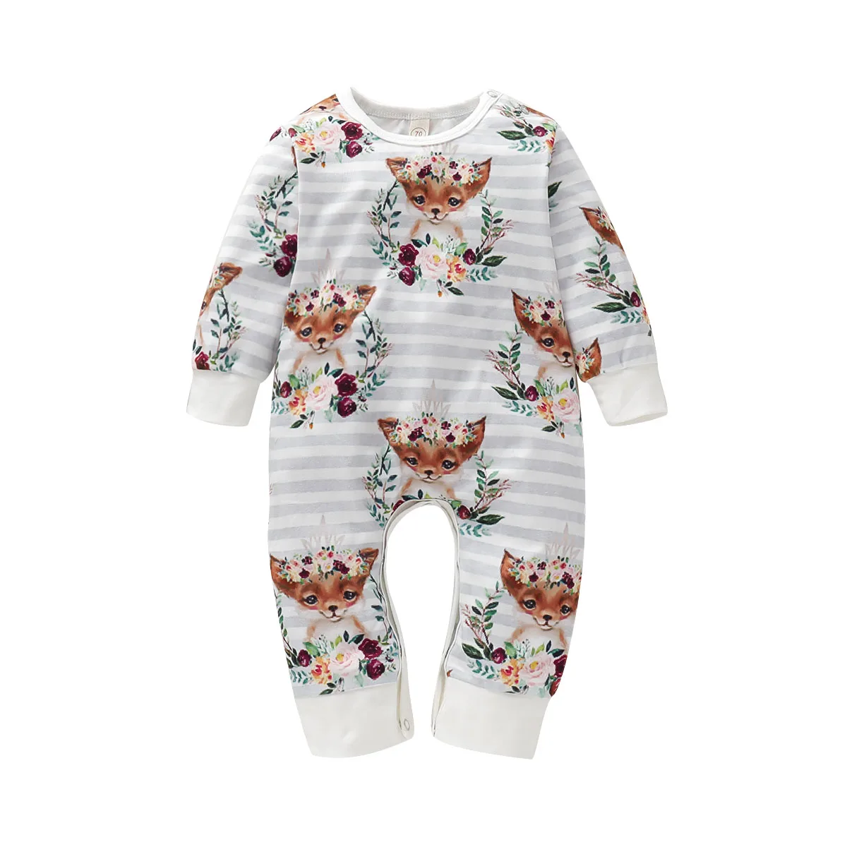 Fox Emmababy новорожденного ребенка для девочки, мальчика, ребёнка, полосатый комбинезон, осенне-зимняя одежда 0-18 месяцев - Цвет: Fox