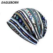 Мужская и Женская осенне-зимняя шапка, геометрические узорчатые вязаные шапки, хлопковая Повседневная накидка, шапка, женская шапка, шапка с хвостом, шапка с помпоном