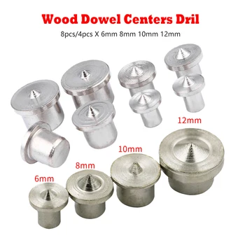 

8pcs/4pcs Dowel Pins Center Point Drill 6mm 8mm10mm 12mm Woodworking Dowel Tenon Center Drill For Woodworking Solid
