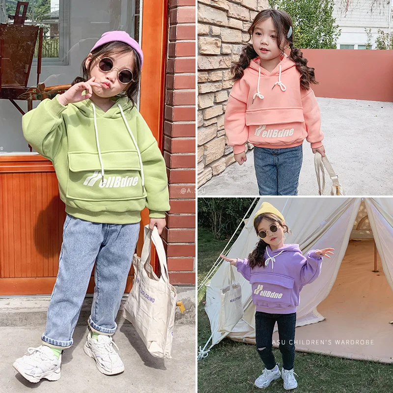 

Letter Printed Double-Layer plus Velvet Padded Hooded Children 's Vests Boys And Girls Tops 2019 Winter New children Clothing