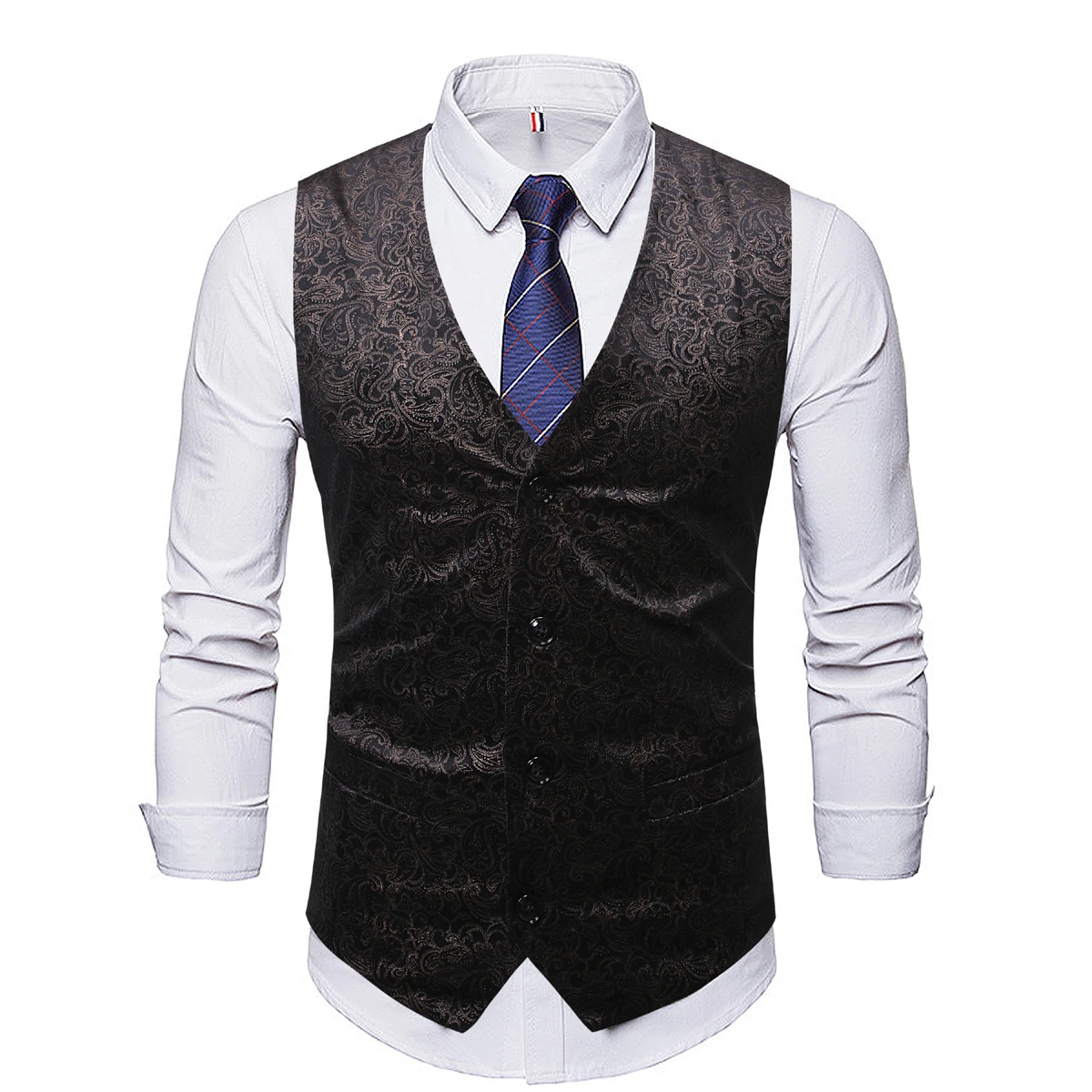 Style 1 Black Осенний костюм, жилеты, повседневные, вечерние, на пуговицах, официальные, деловые, мужские жилеты, для свадьбы, клуба, стимпанк, жилет с принтом, топы на бретелях - Цвет: Style 1 Black