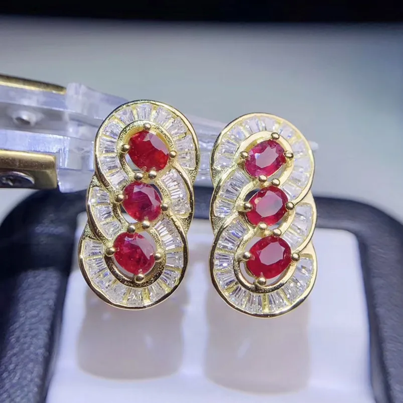 ruby yellow gold Настоящее рубиновые серьги-гвоздики натуральный рубин 925 серебро 0.35ct* шт. 8 шт. драгоценный камень для мужчин или женщин# J18122402 - Цвет камня: ruby yellow gold