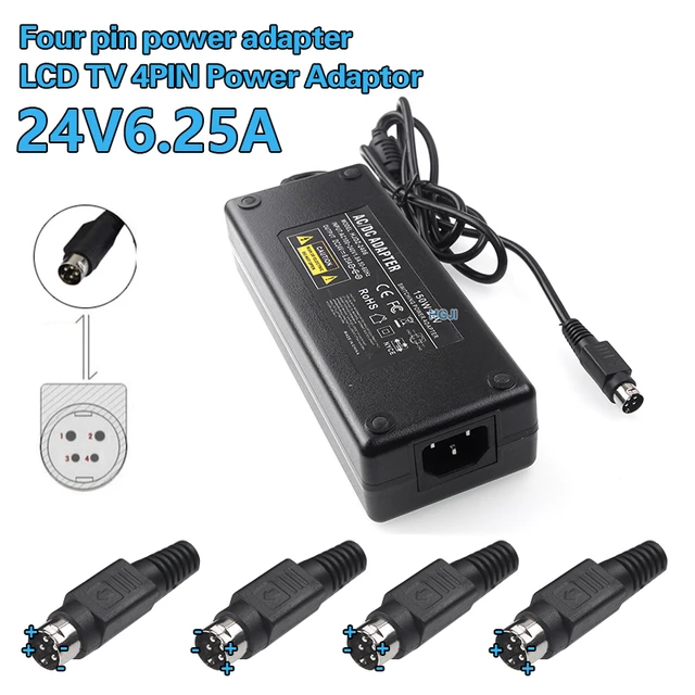 12V 10A 120W 4pin AC DC Adaptor Charger Round Interface 4 Pin Inside  Switching Power Supply Adapter