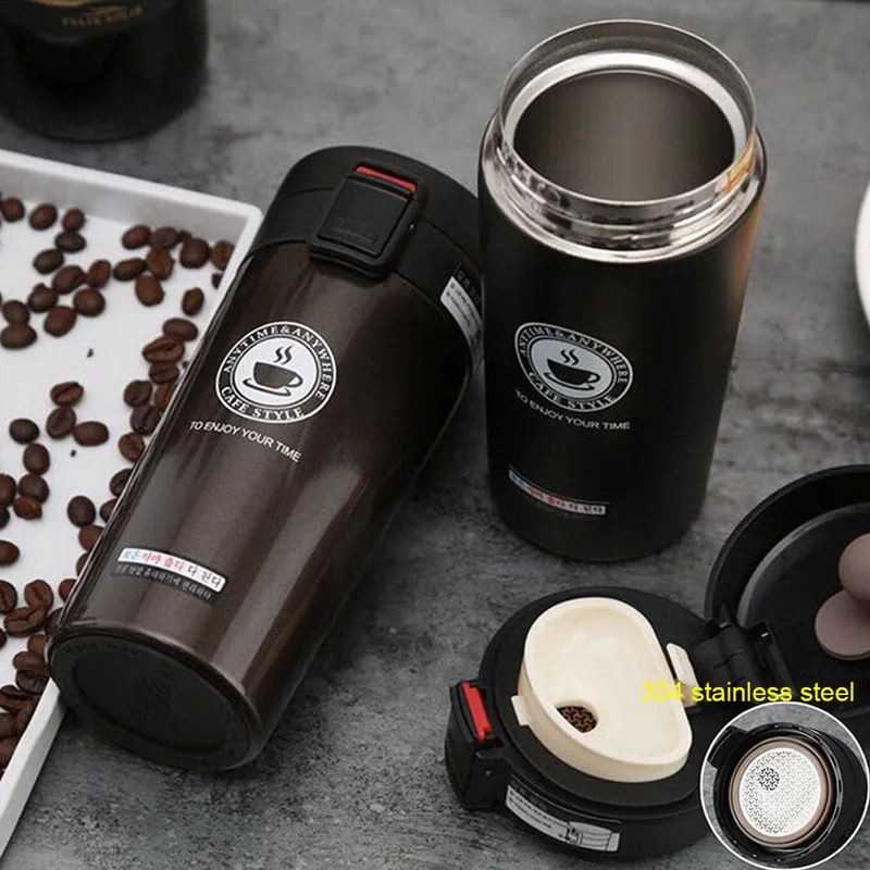 380ml Portable Travel Coffee Mug Vacuum Flask Thermo Water Bottle Car Mug Thermocup Stainless Steel Thermos Tumbler Cup