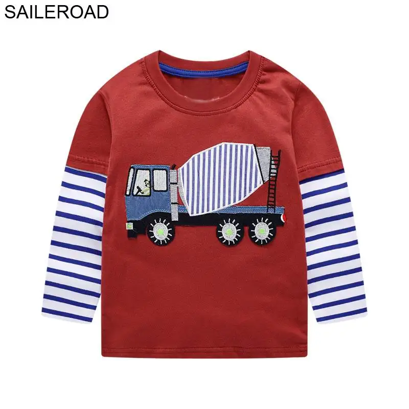 7146 same picture SAILEROAD/рубашки с длинными рукавами с изображением жирафа для мальчиков г. Новые осенние детские топы, футболки хлопковая одежда для детей от 7 лет - Color: 7146 same picture