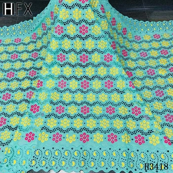 

HFX Latest African Swiss lace fabric voile suisse coton 2020 dentelle et broderie a coudre Swiss Voile lace in Switzerland F3418
