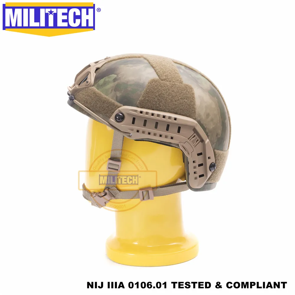 MILITECH Atacs FG Deluxe NIJ IIIA БЫСТРО Пуленепробиваемый Шлем и комплект козырька Дело Лесной Камуфляж баллистический шлем-пуля защитная маска