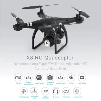 

X8 RC Drone 2.4G FPV RC Quadcopter Drone with Adjustable Camera Altitude Hold Headless Mode 3D-Flip 18mins Long Flight