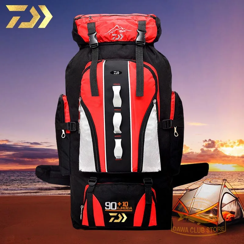 

2019 Daiwa Fishing Backpack 90L+10L Fishing Toolkit Camping Mountaineering Bag Travel Outdoor DAWA Fishing Multi-pocket Backpack