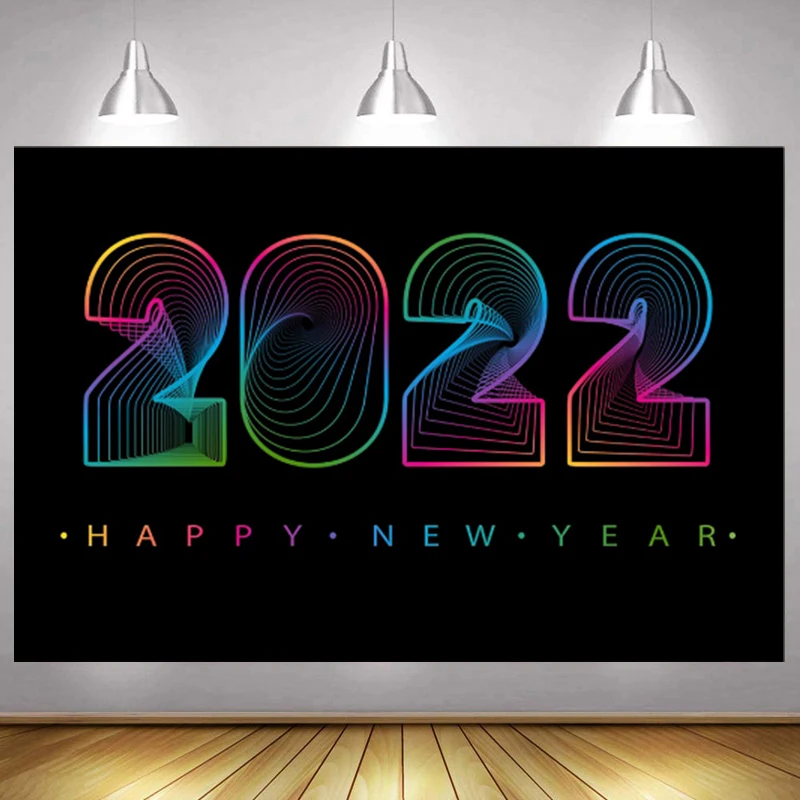 Merry Christmas 2022 Happy New Year Background Cool Fluorescence  Photography Backdrop Party Wall Decoration Photo Shoot Banner