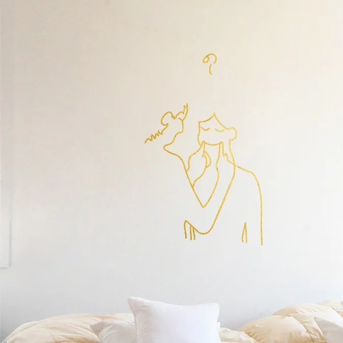 Smile Couples Creative Cool Pattern Wall Stickers Bedroom Living Room Background Decorative Stickers Manufacturers Customizable