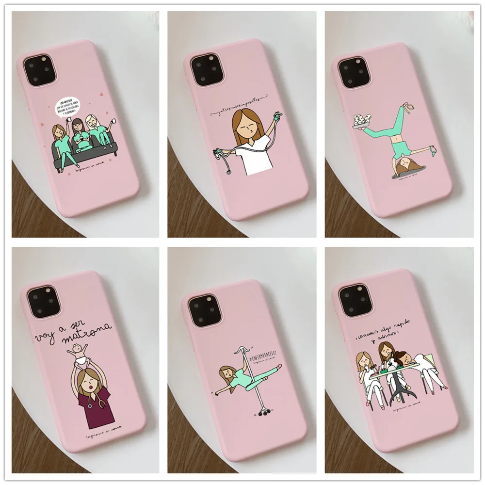 Nurse Medical Medicine Health Heart Soft Phone Case For iPhone 11Pro MAX 6 6S7 8 Plus 5S SE XR XS Max 12pro 12mini pink Cover | Мобильные