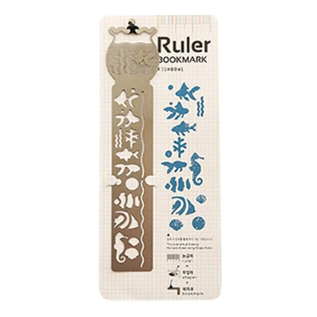 Hollow Out Metal Bookmark Measure Ruler Stationery Silver School Office Supply