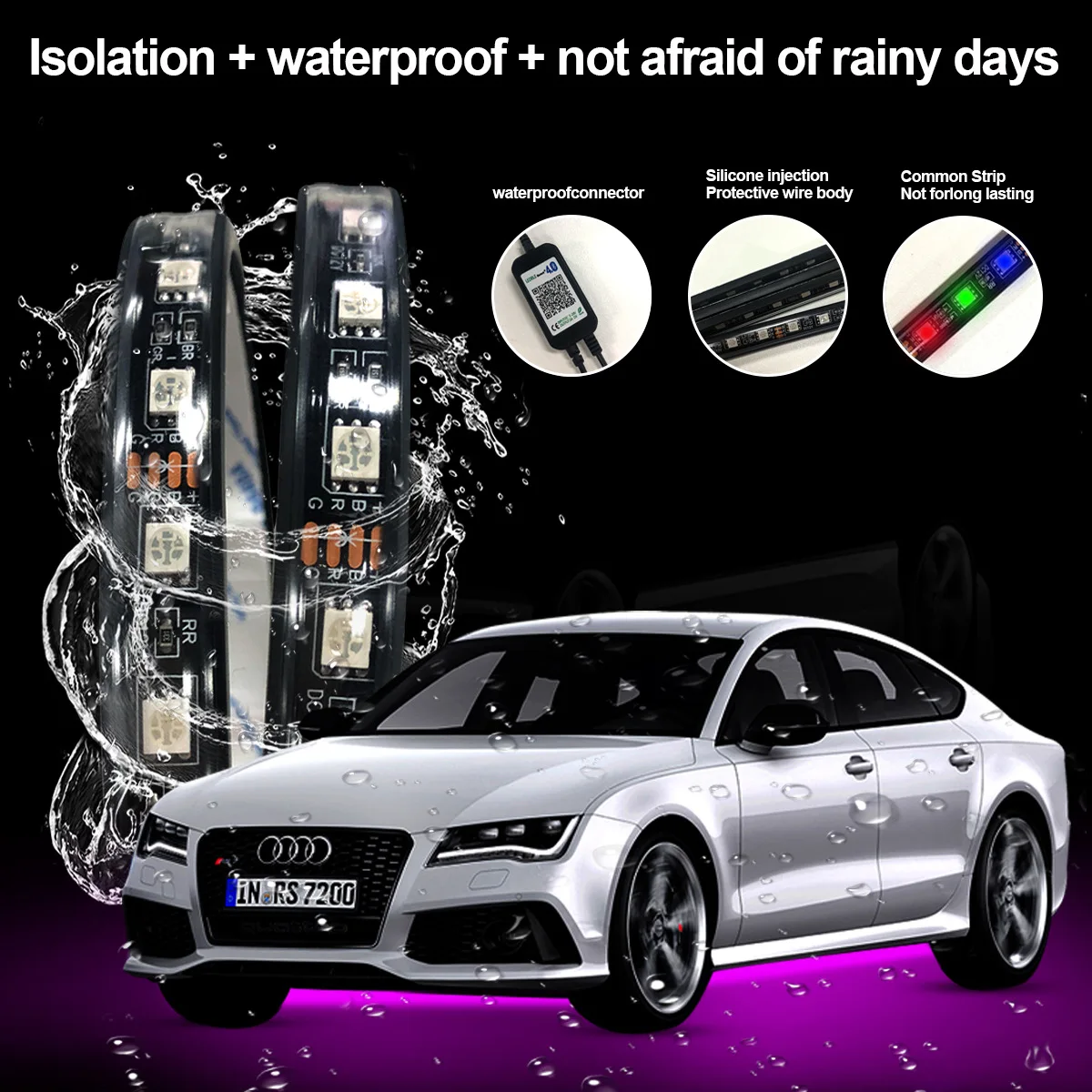 HCP105 LED Lamp Belt Car Atmosphere Light Bluetooth Chassis Light Bar Decorative Atmosphere Light Car Undercarriage System Light protable car led lamp endoscope expandable repairing hand tools inspection mirror engine chassis inspection repair detector tool