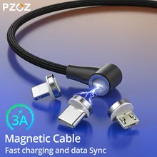 Магнитный кабель PZOZ 90 градусов usb c Micro usb type C для быстрой зарядки, магнитное зарядное устройство Microusb type-C для iphone Xs MAX xiaomi usb-c