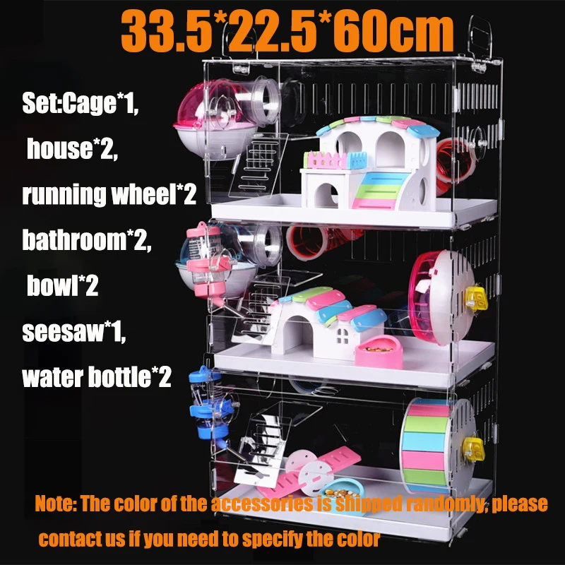 Acrylic Hamster Cage Transparent Villa Guinea Pig Basic Cage House Toy Supplies Package With Pipe Small Pet Oversized Nest pet house pet cage