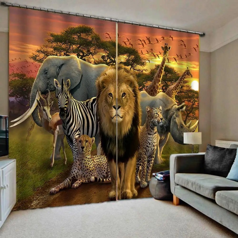 

window curtains for living room bedroom blackout curtains animal lion curtains kids curtain