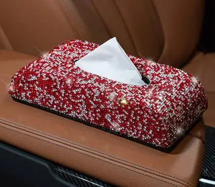 Шикарный Кристалл автомобиля коробка ткани солнцезащитный козырек алмаз кожа авто держатель тканевой бумаги чехол солнцезащитный козырек висячая салфетка автомобильные аксессуары