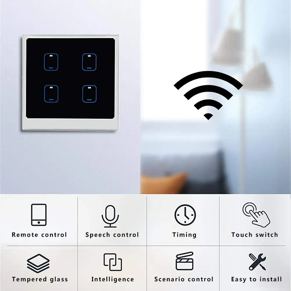 Интеллектуальная беспроводная (Wi Fi) светильник настенный выключатель 1/2/3/4 Gang