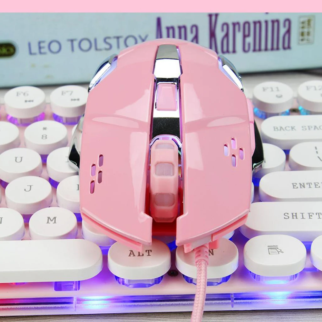 X500 проводной светодиодный светильник 6 кнопок 3200 dpi оптическая Usb игровая мышь для ПК-розовый