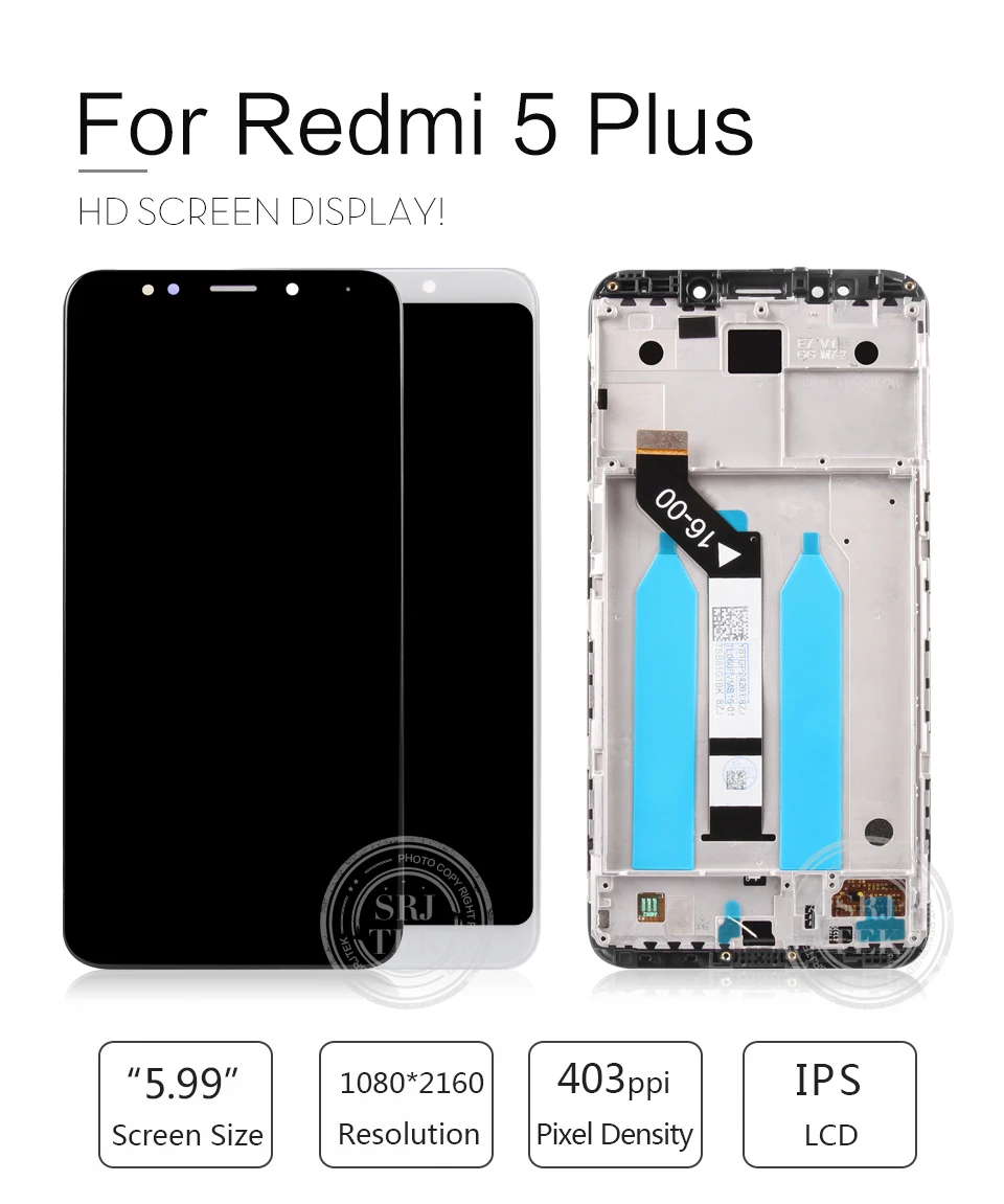 10-касаний 5,9" Дисплей для Xiaomi Redmi 5 Plus ЖК-дисплей Сенсорный экран с рамкой для Xiaomi Redmi 5 Plus ЖК-дисплей Snapdragon 625