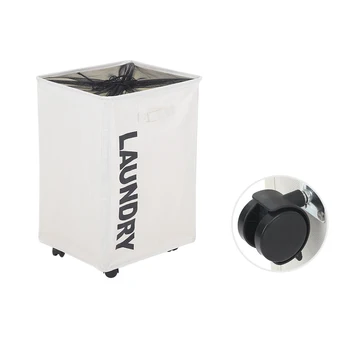 

New Oxford Cloth Laundry Basket Bin Drawstring Foldable Washing Laundry Bag Hamper Storage Dirty Clothes Bags with Universal Whe