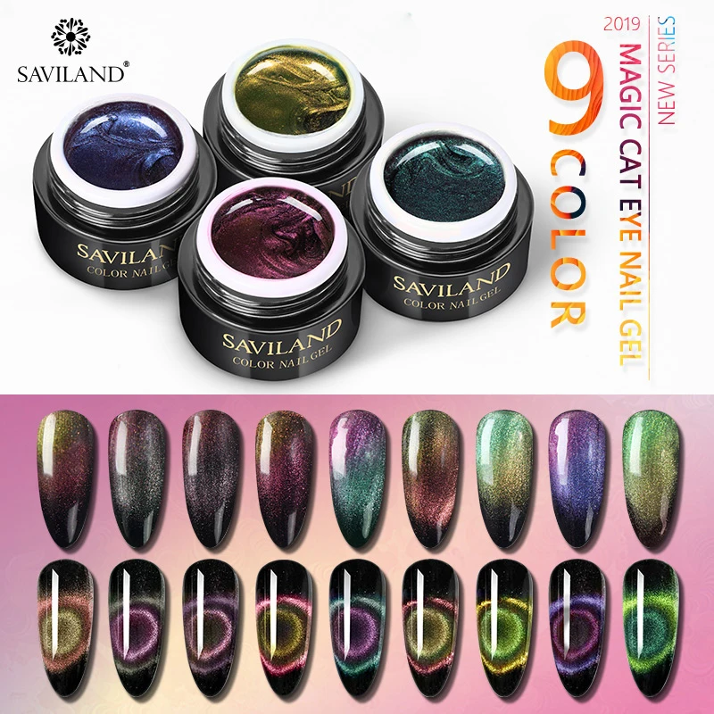

SAVILAND Magnet Cat Eyes Nail Gel Beautiful Soak Off UV LED Nail Art Holographic Magnetic Gel Lacquer DIY Nail Gel Polish