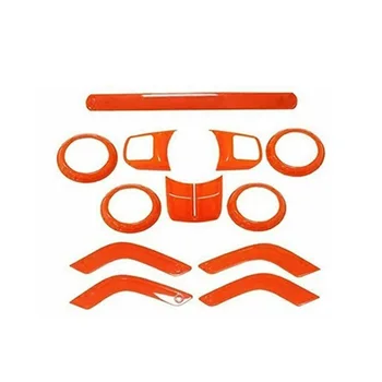 

Auto Car Interior Trim Kit Decoration Orange ABS 12pcs Set Parts Durable