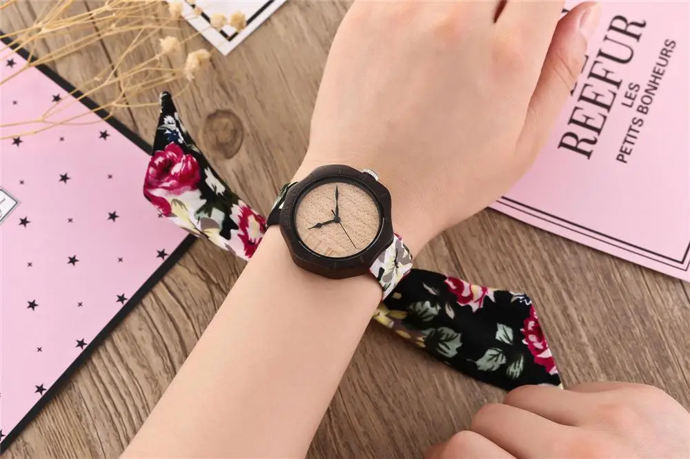 Новая ткань с деревянными часами amazon wish spot горячий стиль деревянные часы