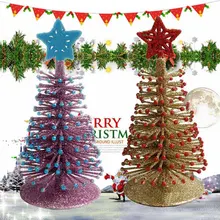 Украшения для рождественской елки 3D запыление маленькое дерево на сцене Мини Искусственные ели праздничный стол миниатюрный орнамент украшения