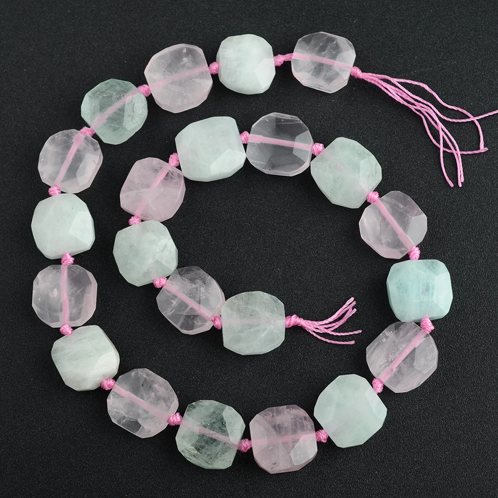 15Mm Natural Aa + Morgan Aquamarina Perline Di Pietra Quadrate Colorate 15 Pollici