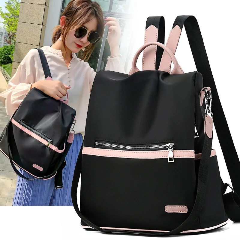 Backpack LCSHAN Shoulders Unisex Fashion Travel Oxford Cloth Fashion Wild Casual Color : Black