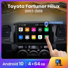 AWESAFE Control de voz PX9 2Din Android 10 para Toyota Fortuner Hilux 2007, 2008, 2012, 2014, 2015 Radio de coche reproductor Multimedia GPS