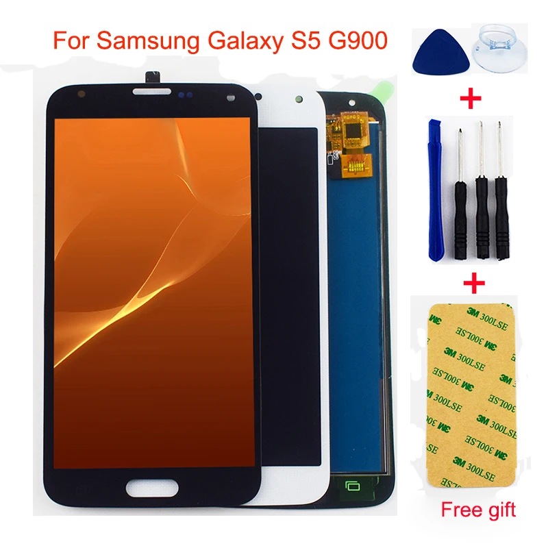 G900 ЖК-дисплей для samsung Galaxy S5 G900 G900T G900V G900A G900F G900M Сенсорный экран планшета Сенсор+ панель ЖК-дисплея в сборе