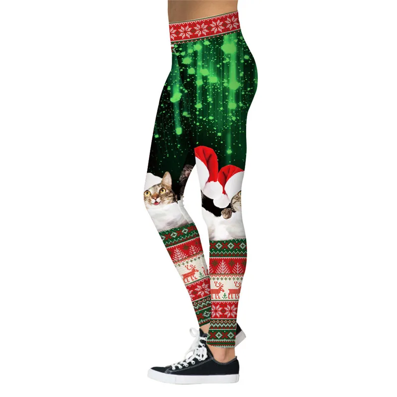 

BlackArachnia Christmas Printing Leggings Put Hip Elastic High Waist Legging Breathable Merry Christmas Pants