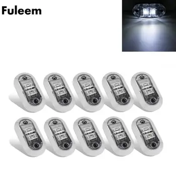 

Fuleem 10PCS Chrome Bezel White LED 2.5INCH 2 Diode Light Oval Clearance Trailer Truck LED Side Marker Lamp 12V 24V Waterproof