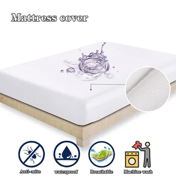 

Waterproof and Breathable Mattress Cover King Size Bed Cover King Size Double Bed Anti-mite Soft for Home Hotel Machine Washable