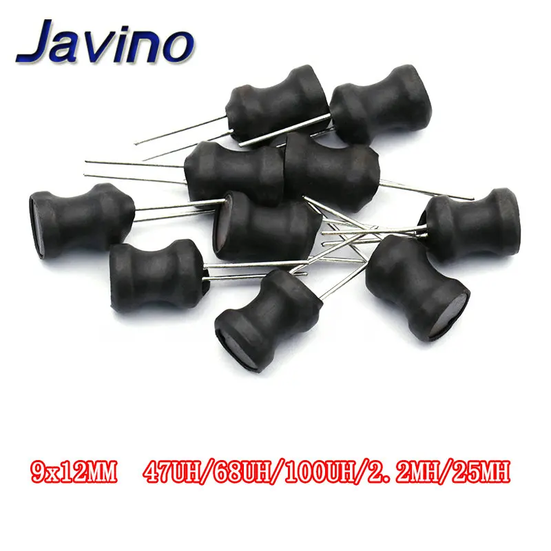 Power Inductor 10PCS Power Inductor DIP 9X12mm 2.2UH 4.7UH 10uH 22uH 100uH 330uH 470uH 1MH 2.2MH 4.7MH 10MH Inductance 2 Pins 9X12