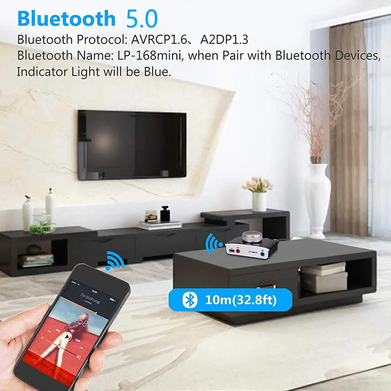 Мини Bluetooth 5,0 цифровой усилитель Hifi стерео домашний аудио усилитель мощности 50 Вт+ 50 Вт AUX/USB для наушников динамик ПК ТВ CD плеер