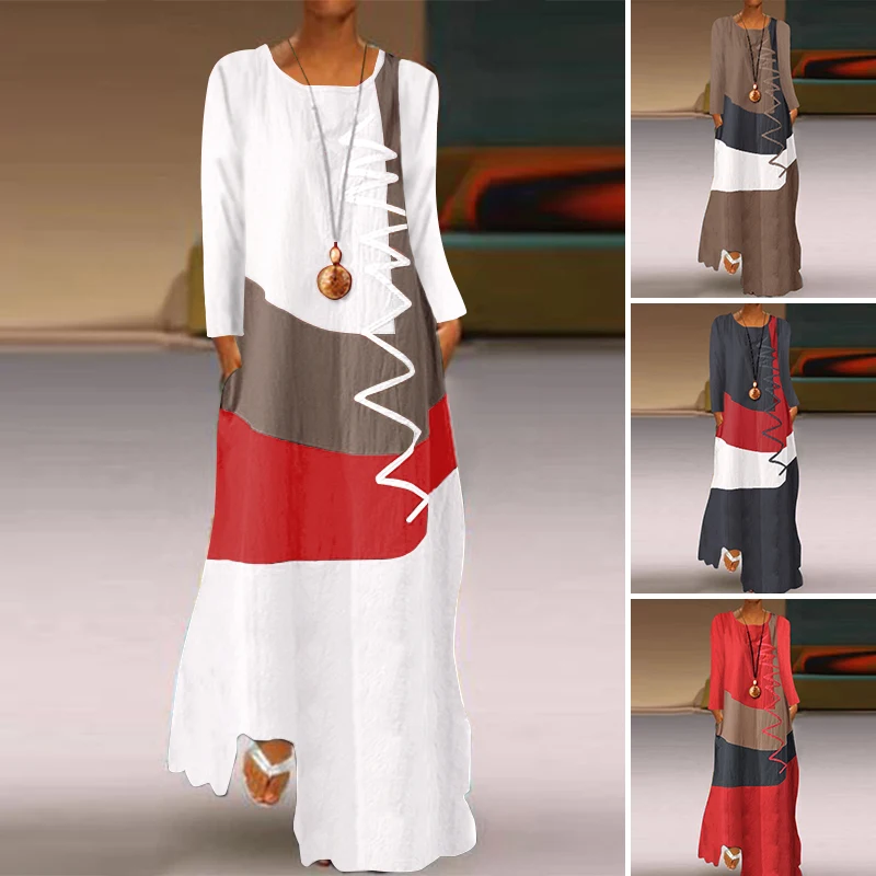 Women Stylish Patchwork Maxi Dress-1