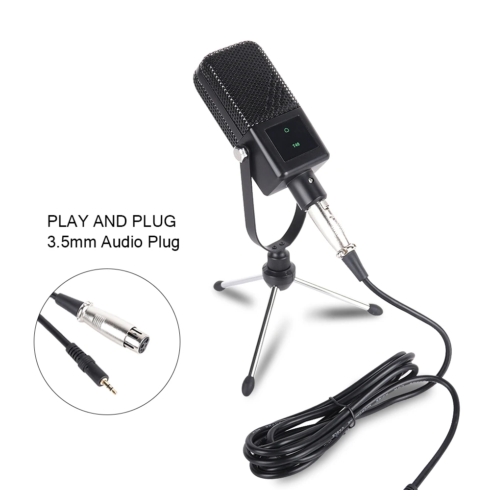 ПК конденсаторный микрофон 3,5 мм разъем Plug and Play с мини штатив Стенд запись звука для прямой трансляции/мобильного телефона