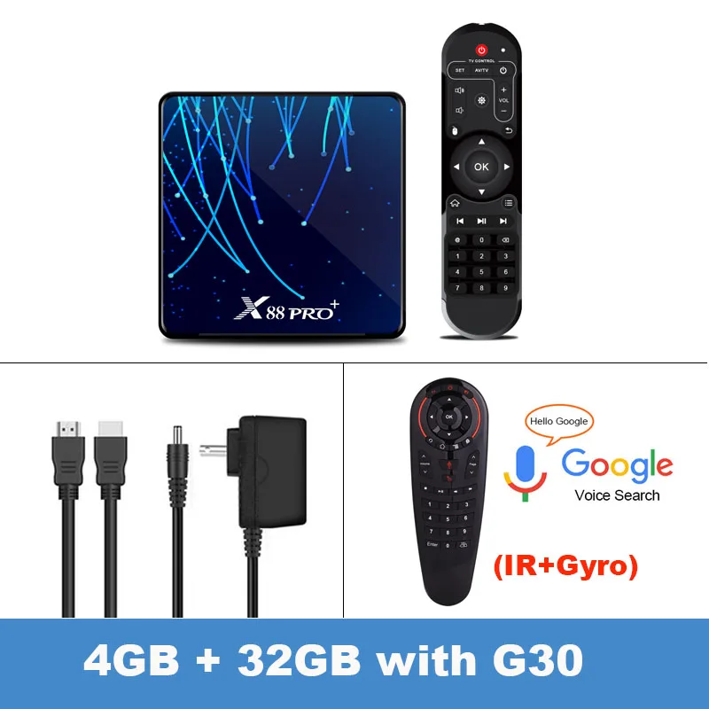 4GB32GB Add G30 X88 PRO Plus Android 9,0 ТВ приставка RK3368 Восьмиядерный 4 Гб 128 ГБ 2,4G& 5,0G WIIF BT4.0 4K HD ТВ приставка поддержка Netflix Google плеер - Цвет: 4GB32GB Add G30