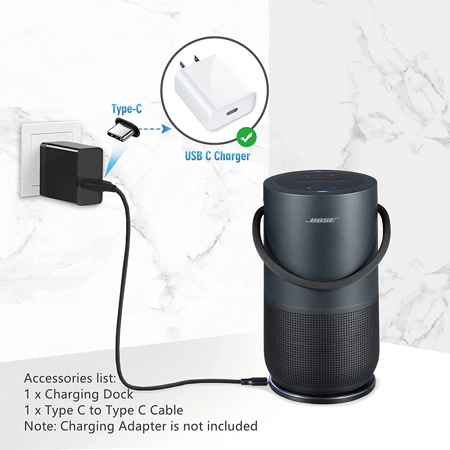 kilometer helt bestemt Antagelse Compatible With Bose Portable Home Speaker Charging Cradle Charger For Bose  Portable Speaker Type-c Cable Include Black /white - Smart Accessories -  AliExpress