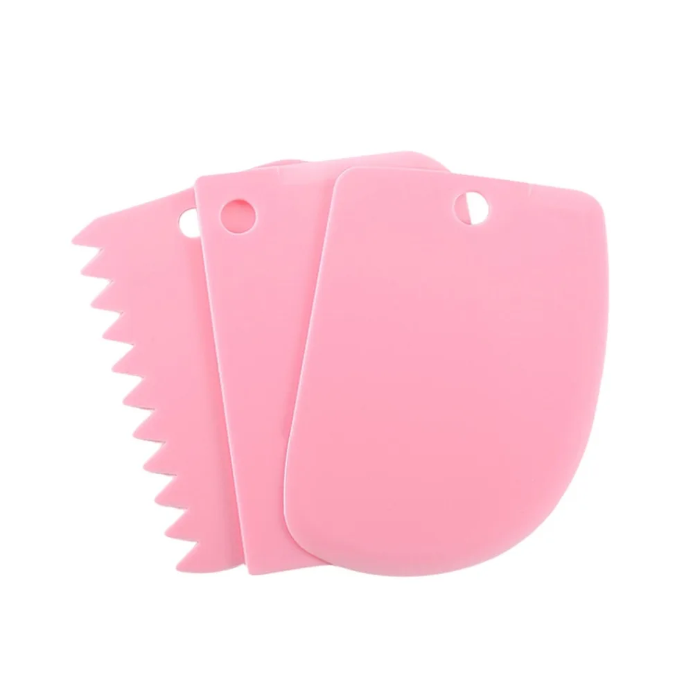 3pcs/set Plastic Dough Icing Fondant Scraper Set Cake Decorating Cream Scraper Cake Cut Knife Scrape Knife for Kitchen CD