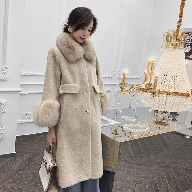 2020 Sheep Fur Coat Women Real Sheep Shearling Fur Jacket Winter Wool Overcoats
